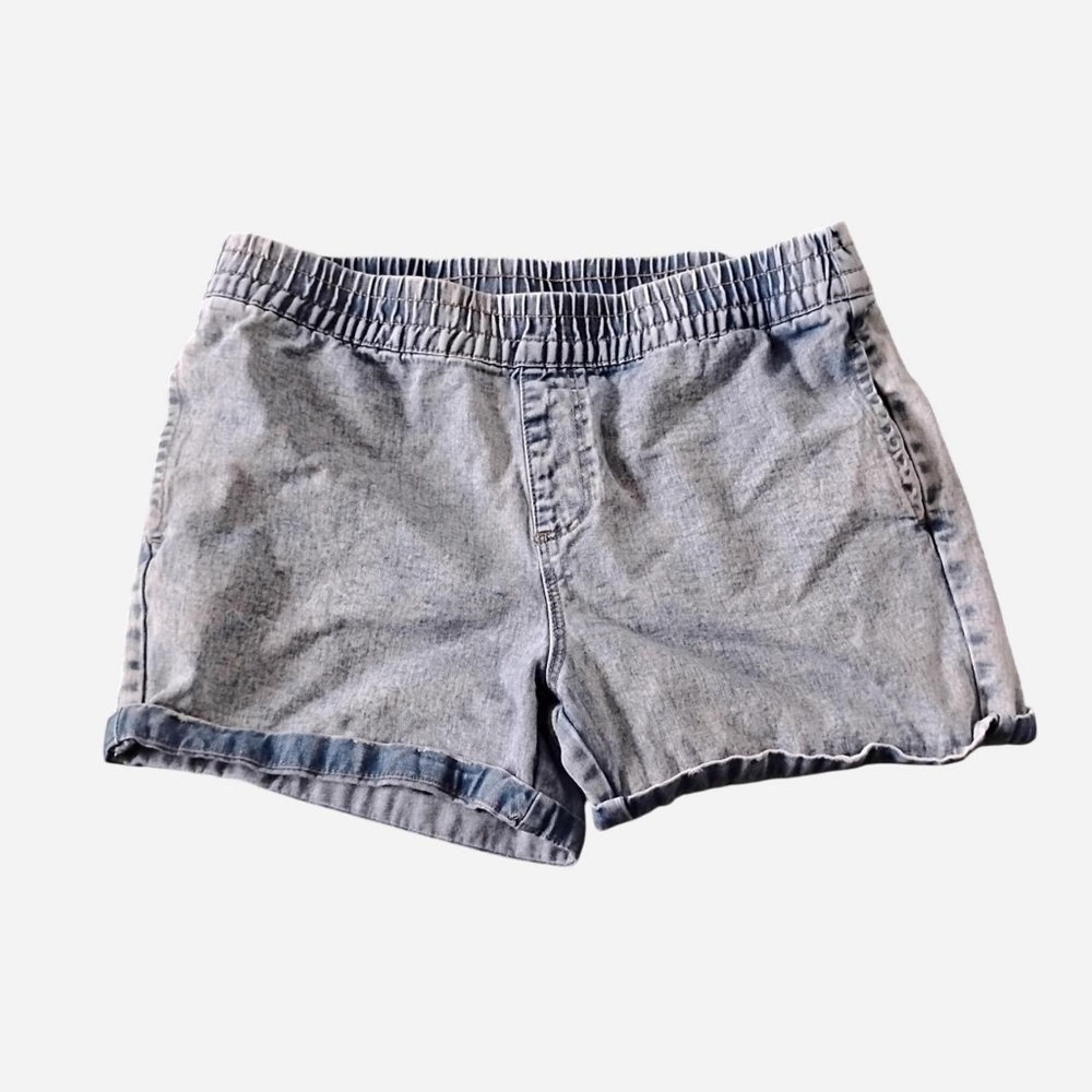 Terra & Sky Blue Acid Wash Denim Shorts Plus Size